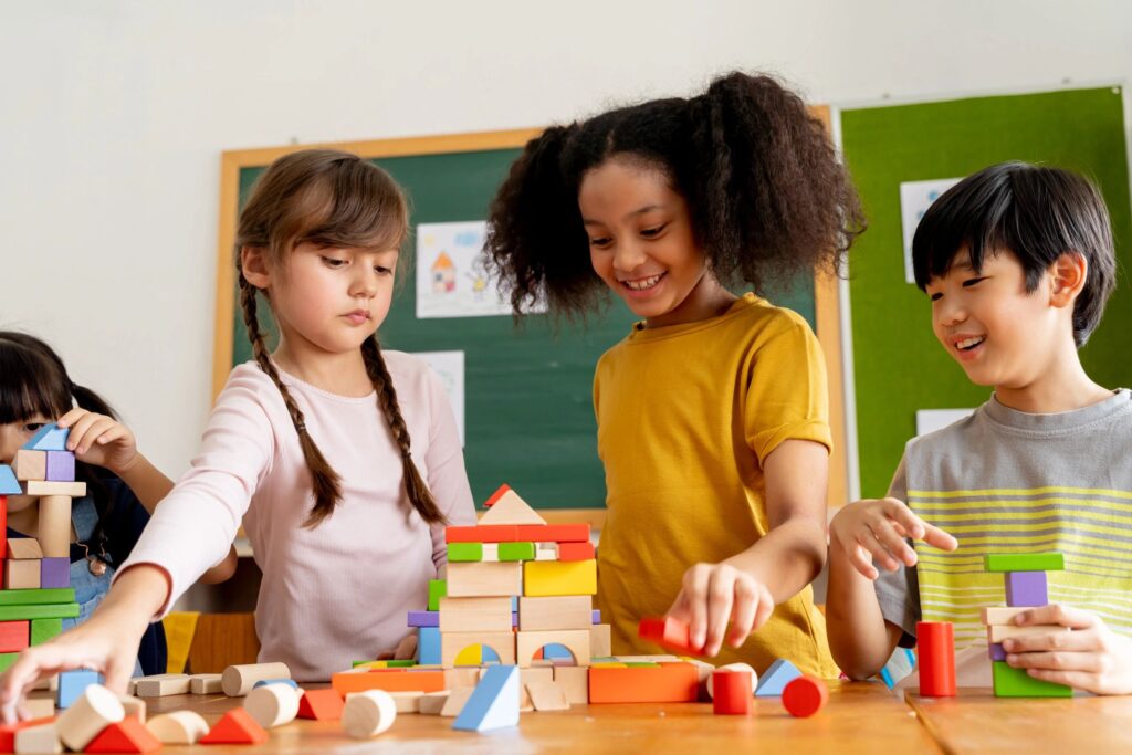 diverse children woodworking hands-on learning