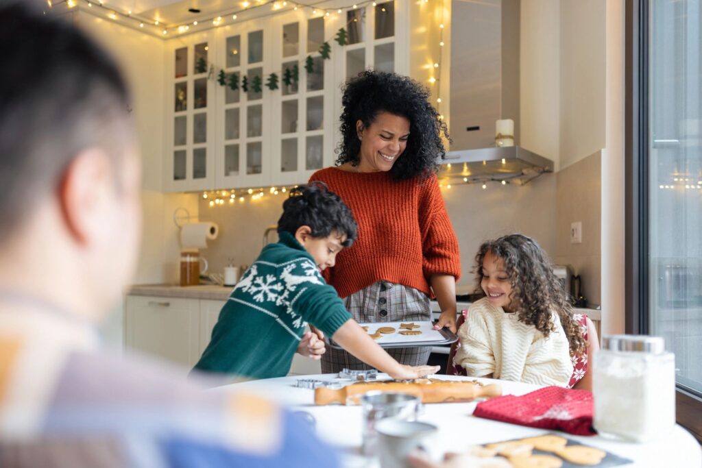 multicultural children cooking together