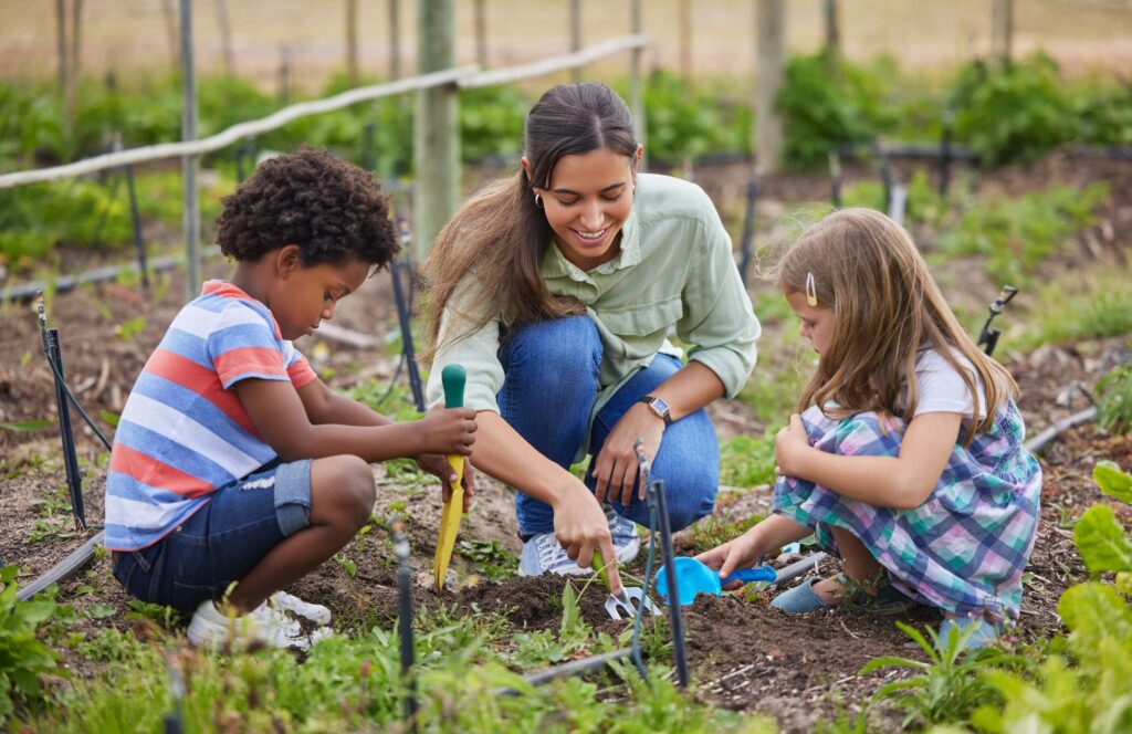 children outdoor learning garden